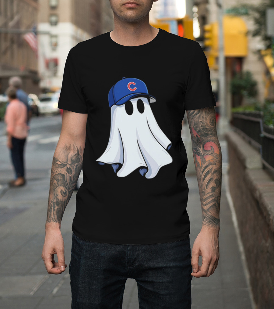 Chicago Cubs Ghost Cartoon Blue Baseball Cap T-Shirt