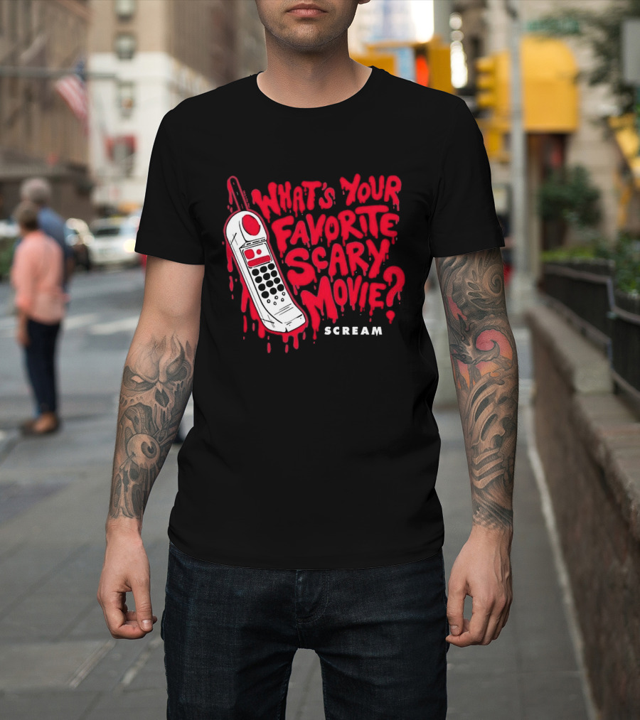 Scream What's Your Favorite Scary Movie Telephone Blood Red T-Shirt