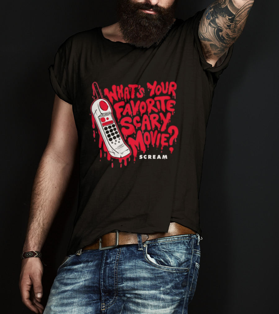 Scream What's Your Favorite Scary Movie Telephone Blood Red T-Shirt