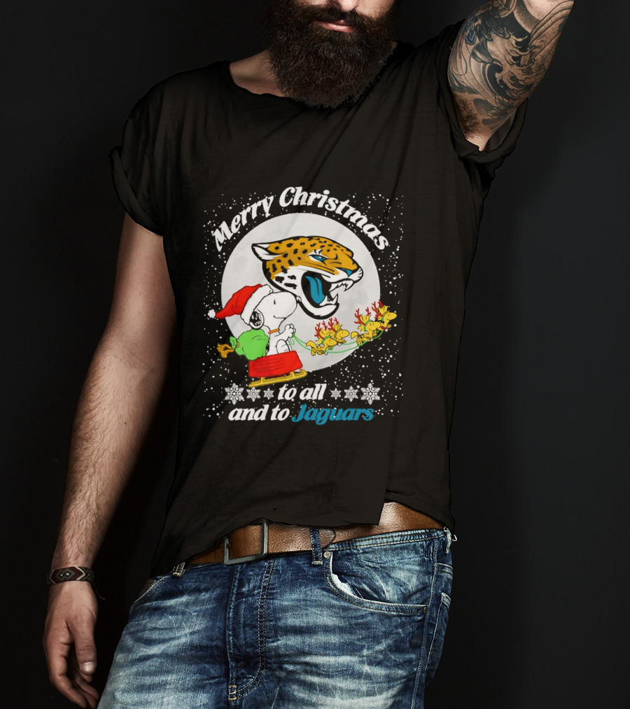 Merry Christmas Snoopy To All And To Jaguars T-Shirt