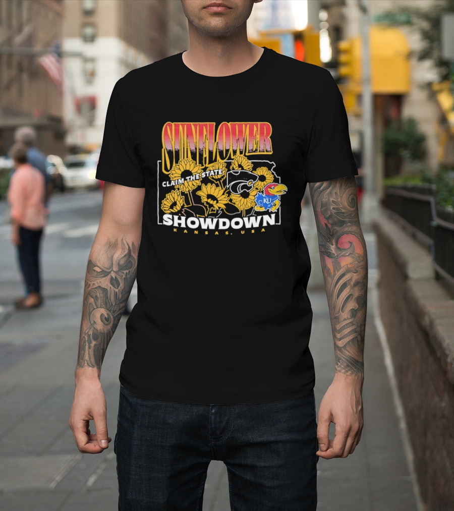 Sunflower Showdown Kansas USA Claim The State KU Kansas University T-Shirt