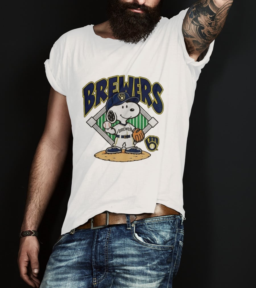 Brewers Snoopy Baseball Take October Milwaukee MLB T-Shirt