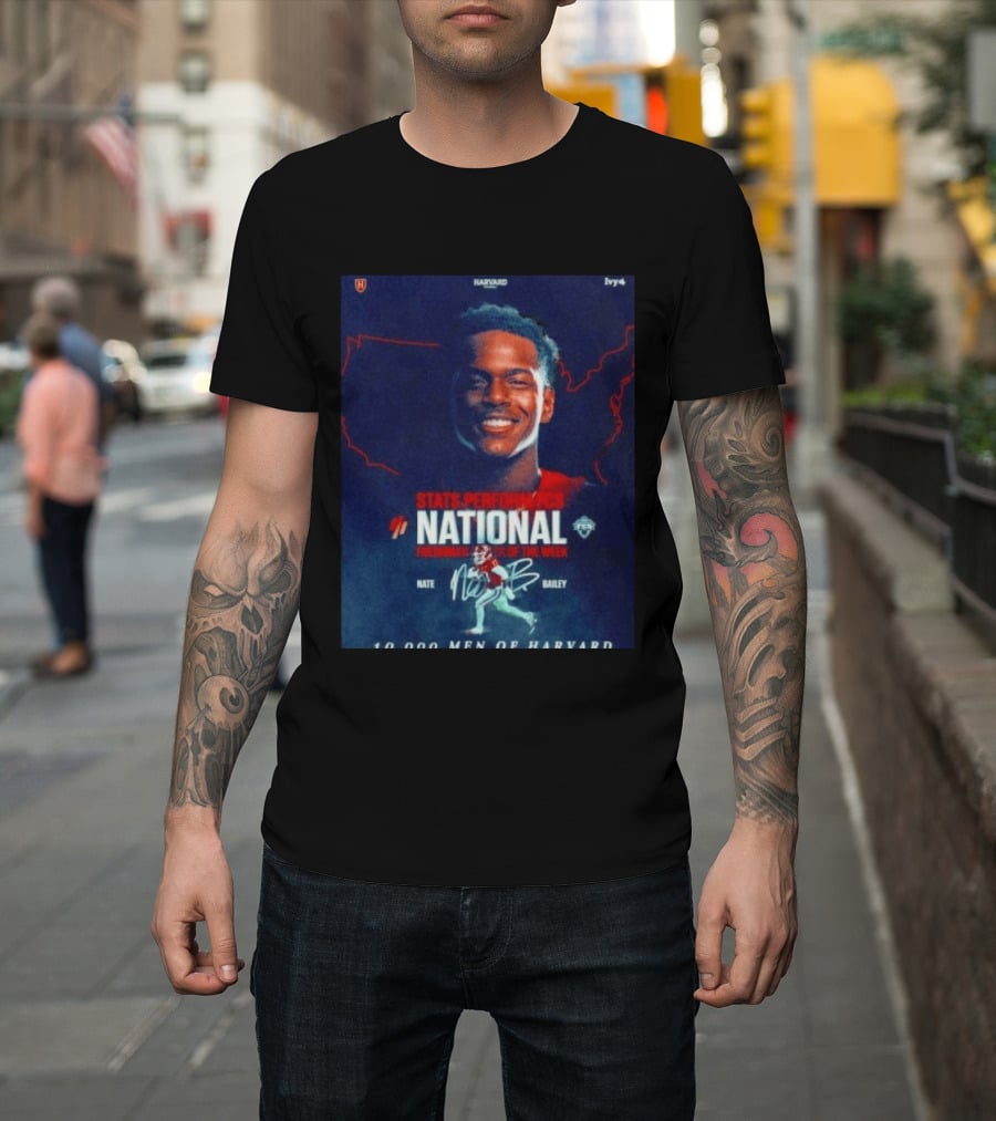 Stats Perform FCS National Freshman Player Of The Week Nate Bailey Harvard Football Ivy League T-Shirt