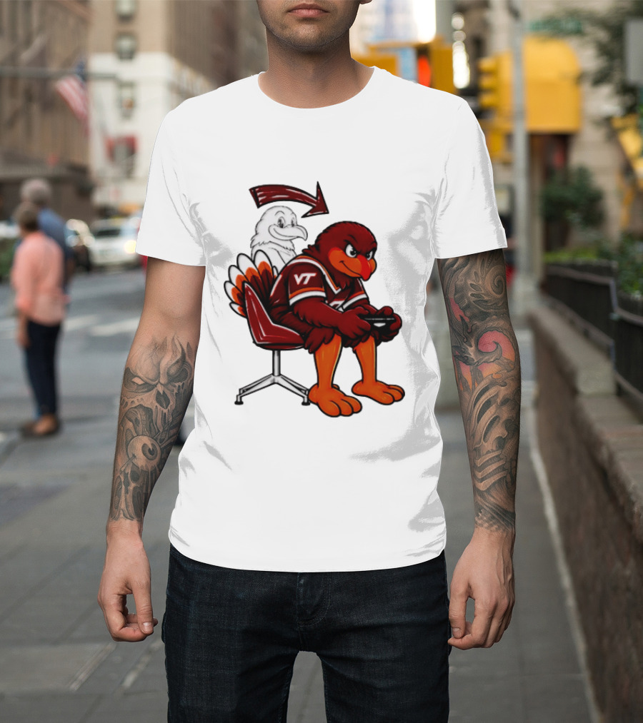 Virginia Tech Hokies Turkey Playing Video Game NCAAF Team Spirit T-Shirt
