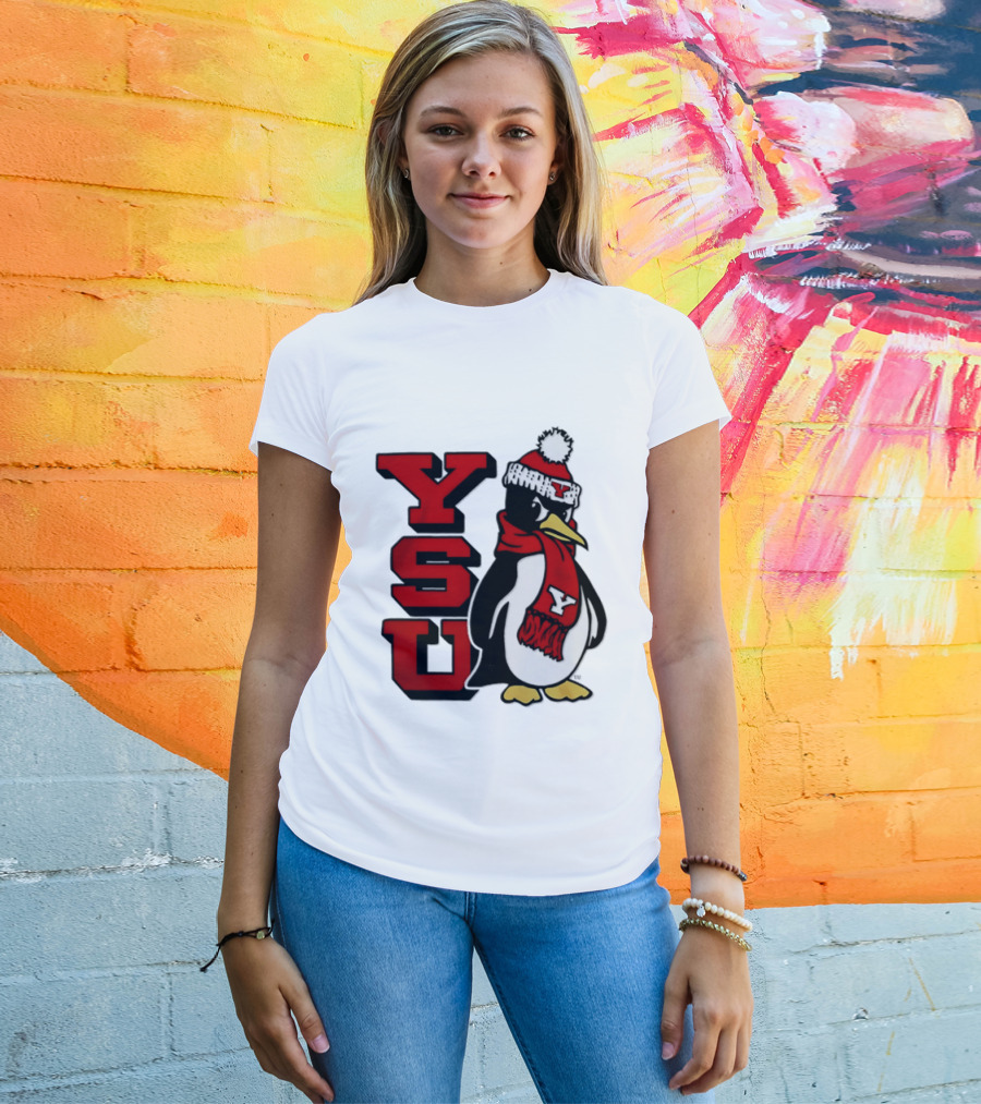 Youngstown State University YSU Penguin Winter Hat Scarf T-Shirt
