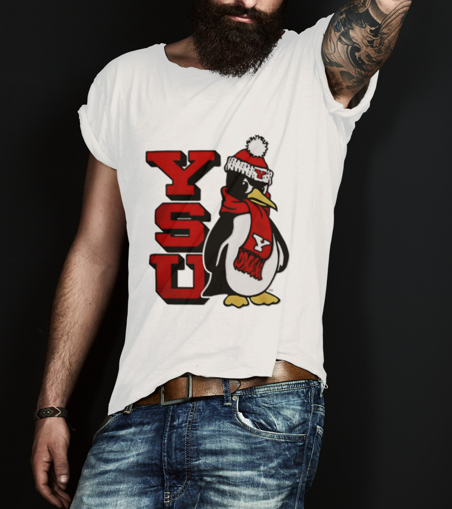 Youngstown State University YSU Penguin Winter Hat Scarf T-Shirt
