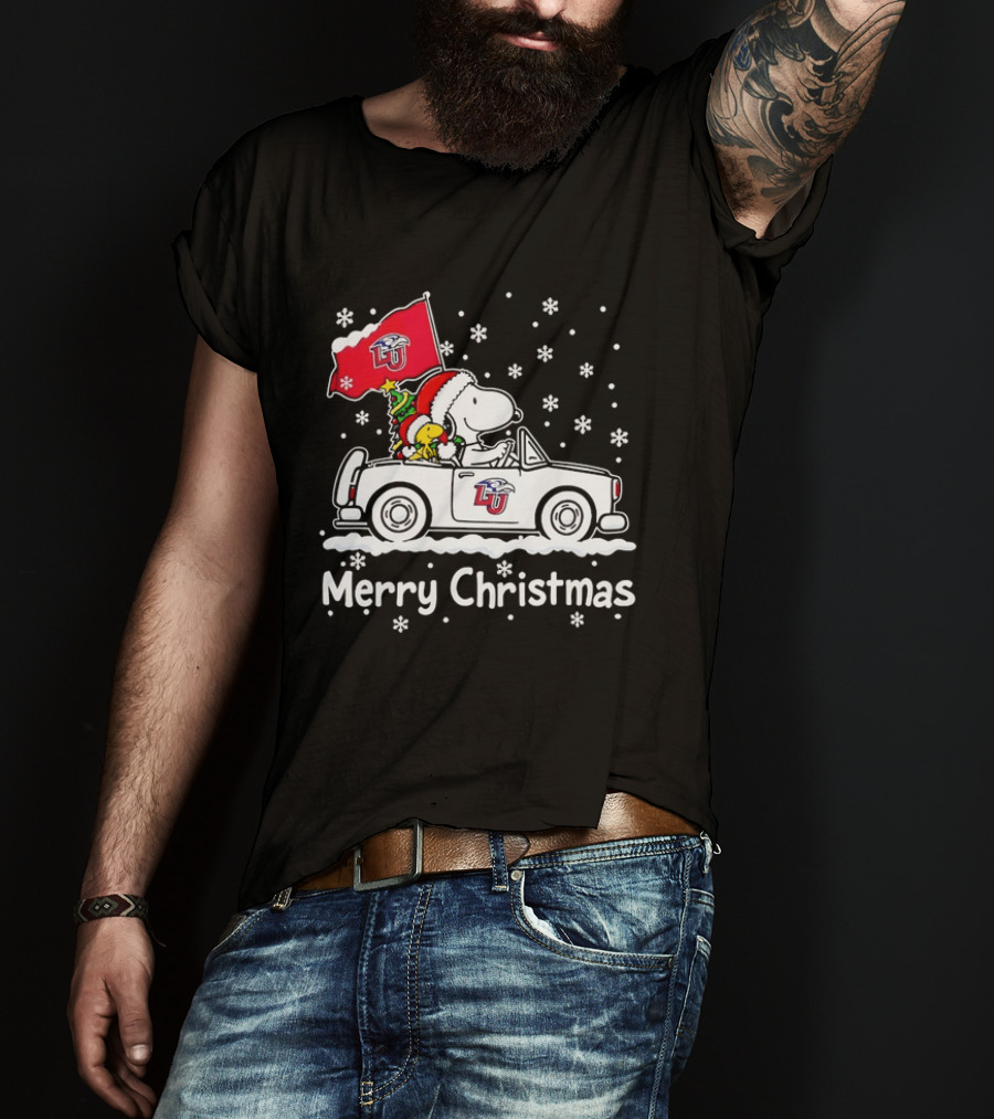 Liberty Flames Snoopy Woodstock Driving Car Merry Christmas Holiday T-Shirt
