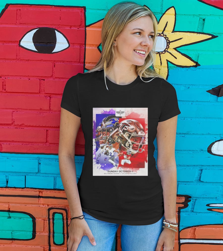 Sunday Night Football October 11 Baltimore Ravens Vs Atlanta Falcons NFL Matchup T-Shirt