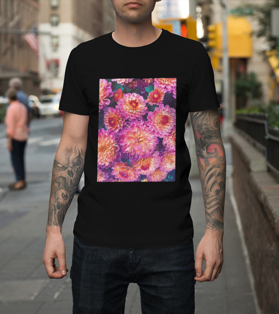 Many Pink And Orange Chrysanthemum Flowers In Full Bloom T-Shirt
