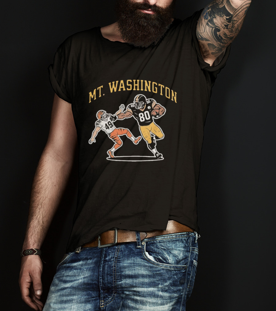 Mt Washington Pittsburgh Steelers 80 Stiff Arm Football Action T-Shirt