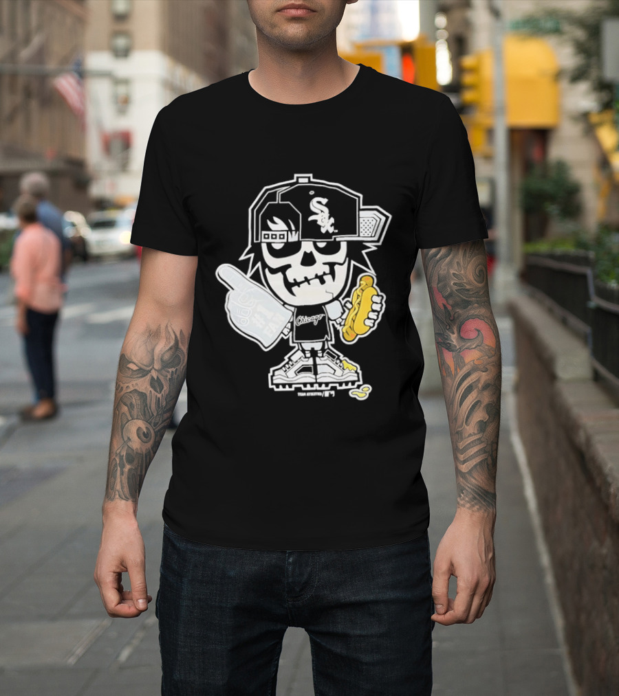 Chicago White Sox Skeleton No 1 Foam Finger Hot Dog Cap T-Shirt