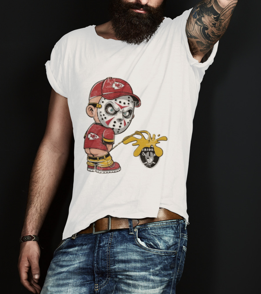 Kansas City Chiefs Jason Voorhees Pissing On Las Vegas Raiders T-Shirt