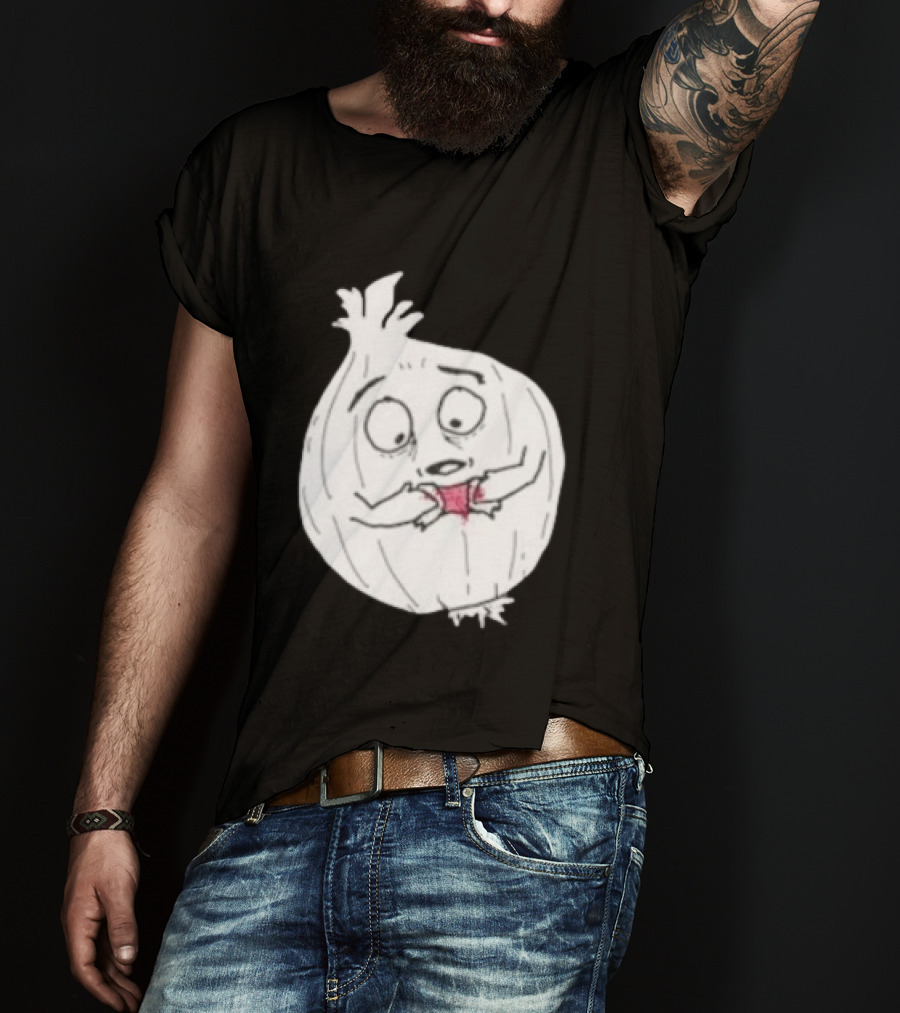 Crying Onion Cartoon Funny Vegetable Drawing T-Shirt