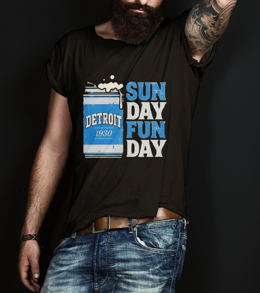 Detroit 1930 Beer Can Sun Day Fun Day Distressed T-Shirt