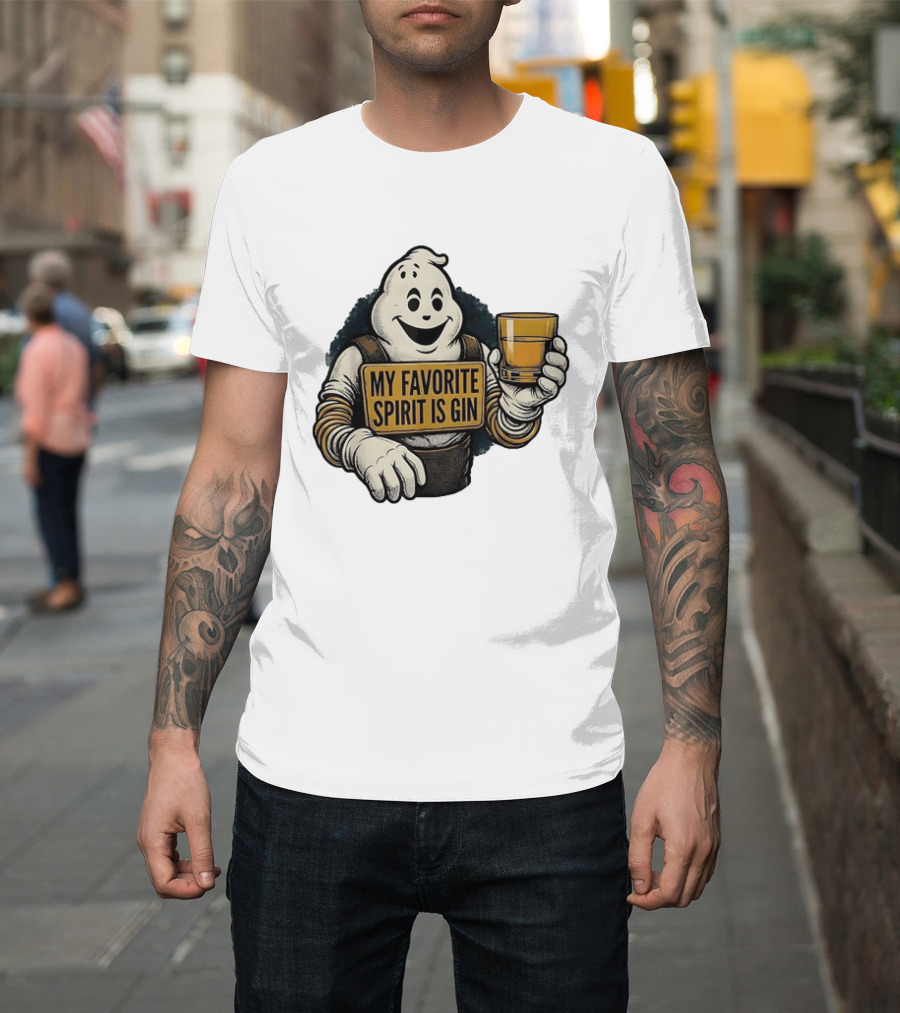 My Favorite Spirit Is Gin Ghost Character With Drink T-Shirt
