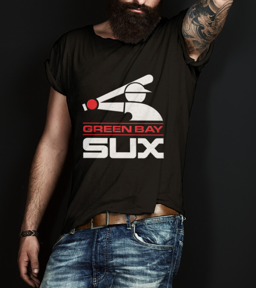 Green Bay Sux Chicago Political Baseball T-Shirt