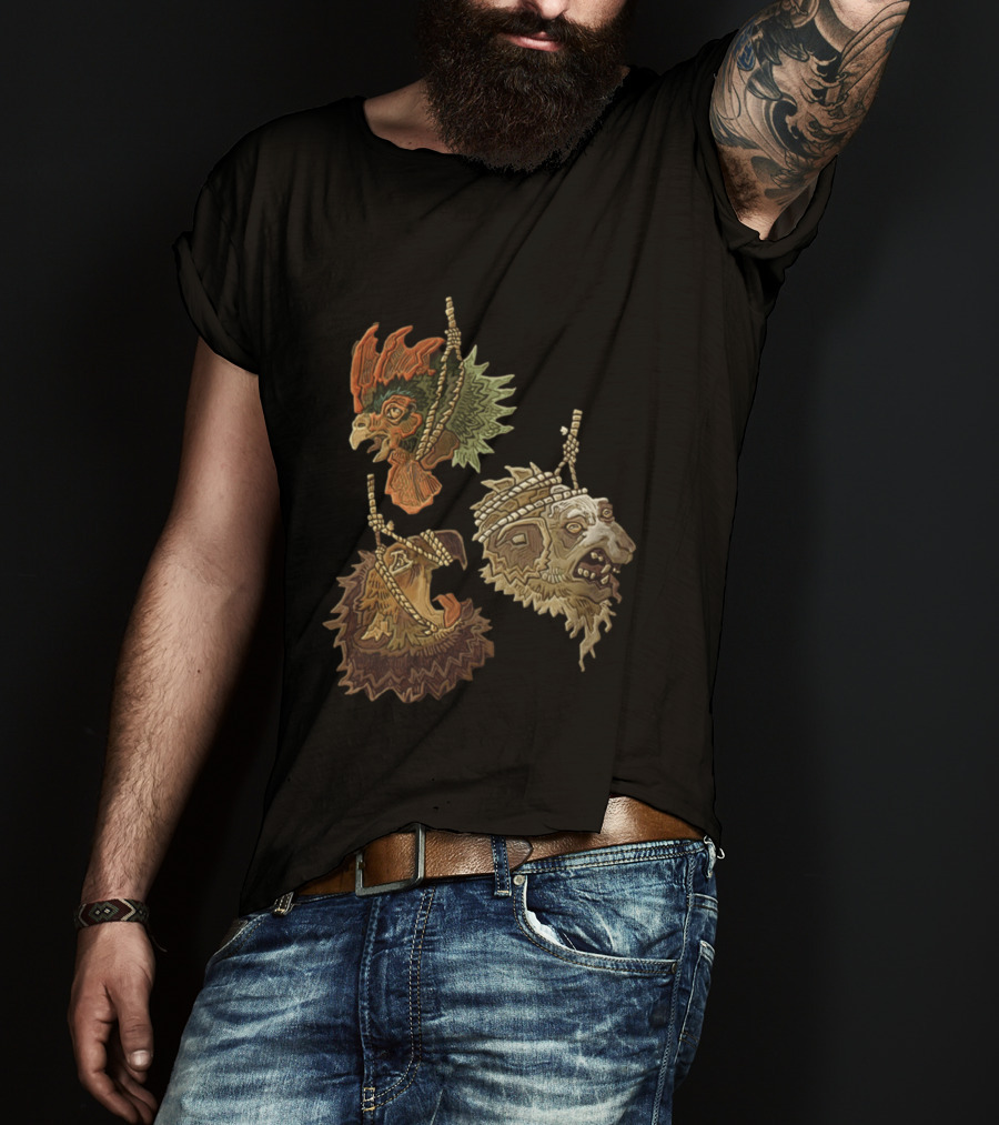 Three Severed Animal Heads With Nooses Vivid T-Shirt