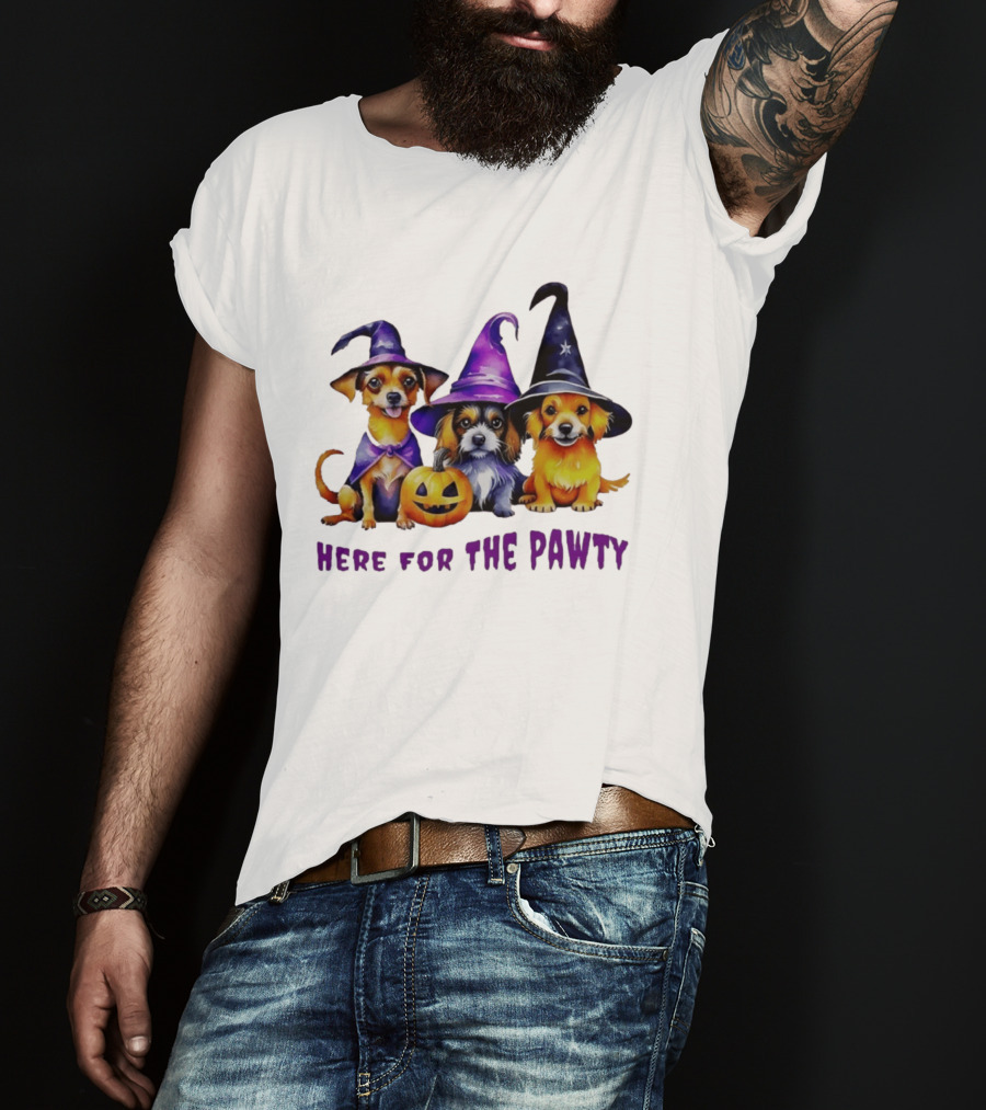 Halloween Witch Dogs Here For The Pawty T-Shirt
