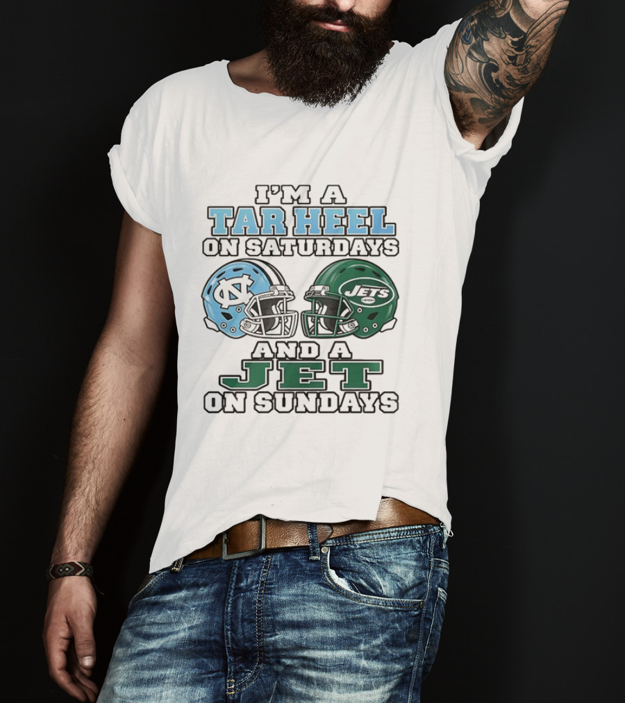 I'm A Tar Heel On Saturdays And A Jet On Sundays Football Helmets T-Shirt