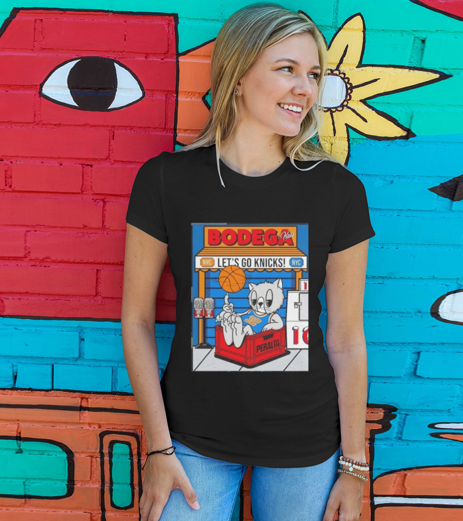 Bodega Kats NYC Let's Go Knicks No 32 Peralta Cat T-Shirt