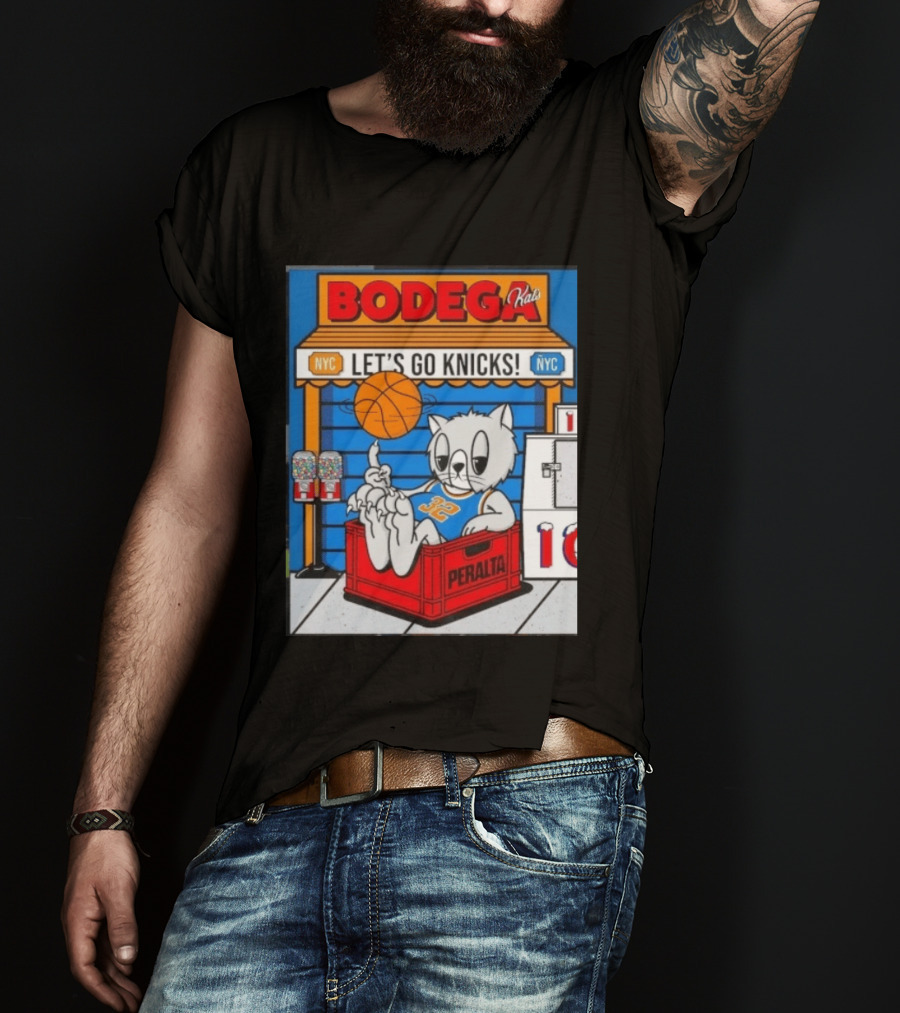 Bodega Kats NYC Let's Go Knicks No 32 Peralta Cat T-Shirt