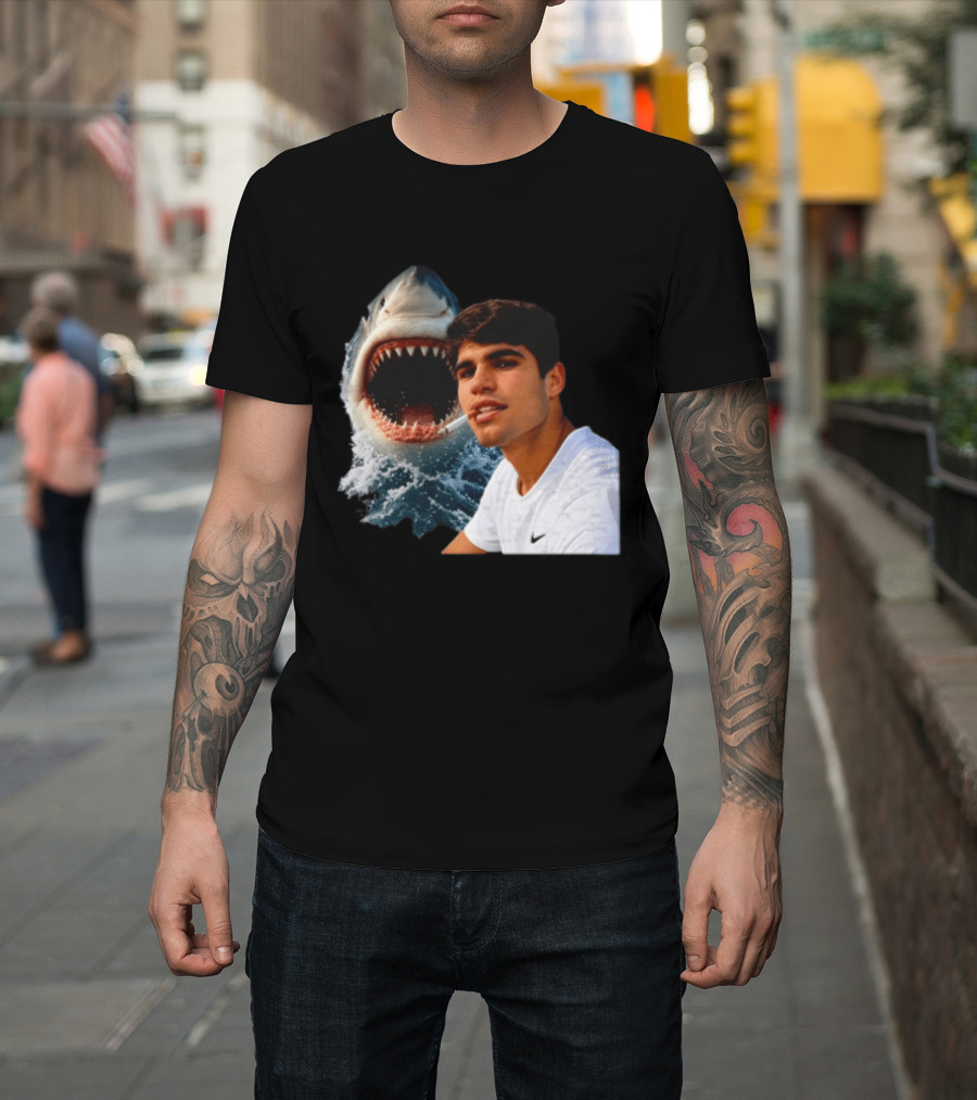 Carlos Alcaraz Smoking Shark Meme T-Shirt