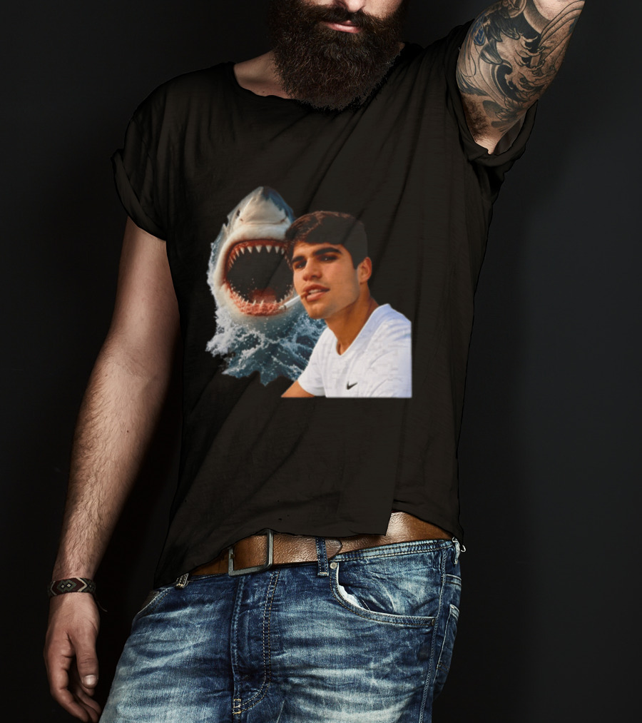 Carlos Alcaraz Smoking Shark Meme T-Shirt
