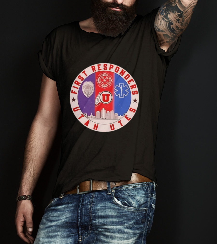 Utah Utes First Responders Police Fire EMT Skyline T-Shirt