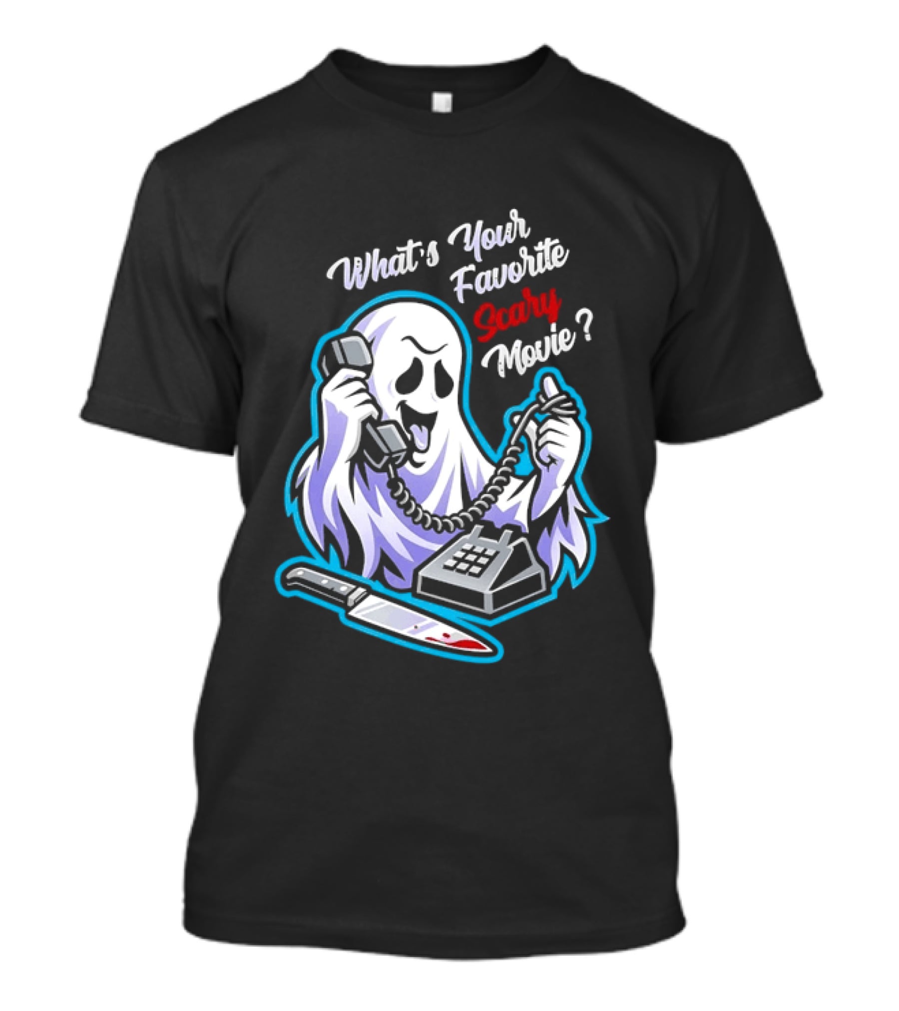 What's Your Favorite Scary Movie Ghost Scream Knife Phone T-Shirt