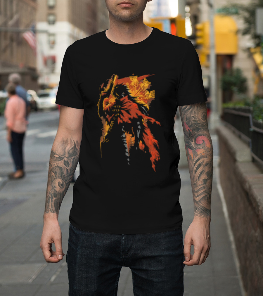 Hellsing Alucard Anime Red Cloak Gun Pose T-Shirt