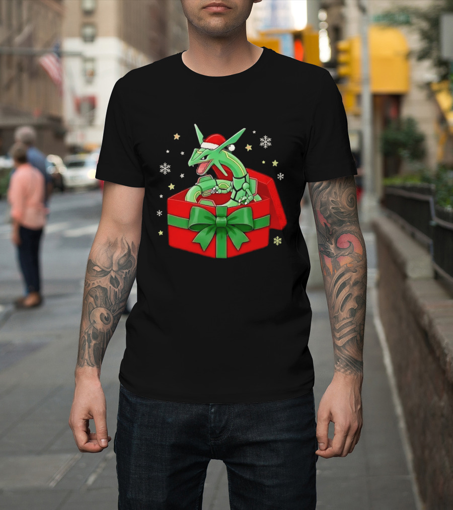 Rayquaza Christmas Box Pokémon Holiday Celebration T-Shirt