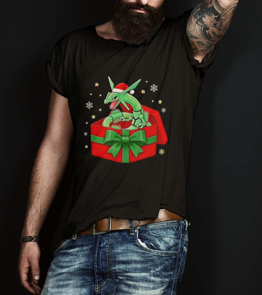 Rayquaza Christmas Box Pokémon Holiday Celebration T-Shirt