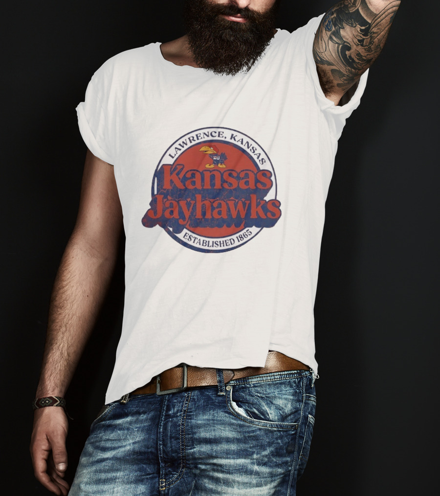 Lawrence Kansas Jayhawks KU Established 1865 Distressed T-Shirt