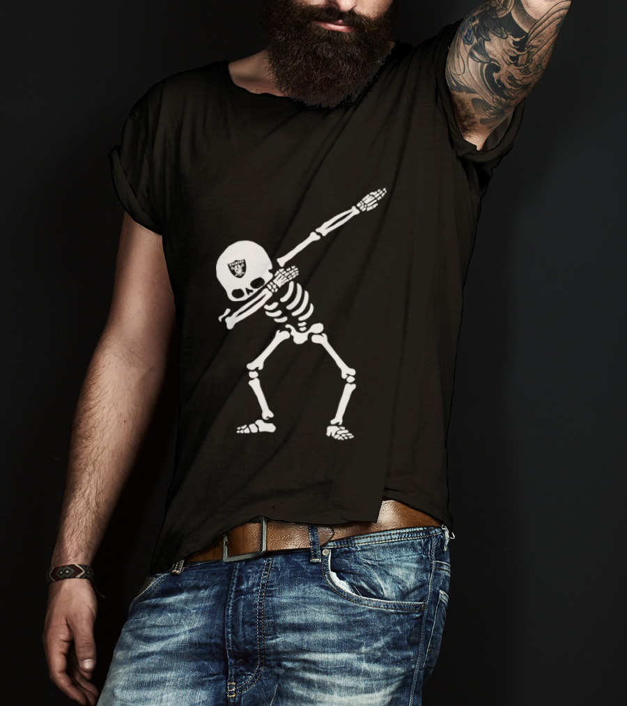 Las Vegas Raiders Dabbing Skeleton Football Fan Gear T-Shirt