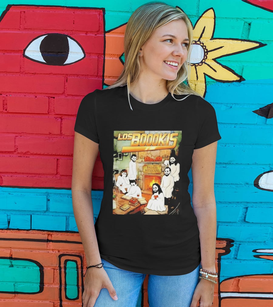 Los Boookis Badass Mexicans Marco Antonio Solis Halloween Fireplace Scene T-Shirt