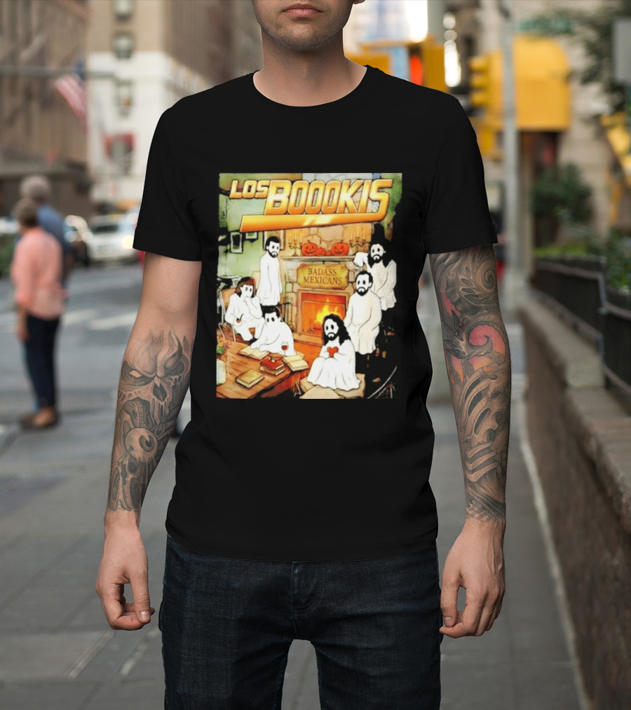 Los Boookis Badass Mexicans Marco Antonio Solis Halloween Fireplace Scene T-Shirt