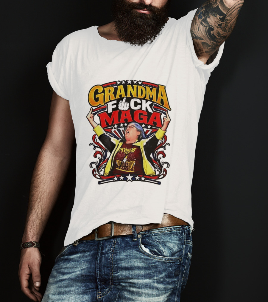 Grandma Fuck Maga Protest Middle Finger Gesture T-Shirt
