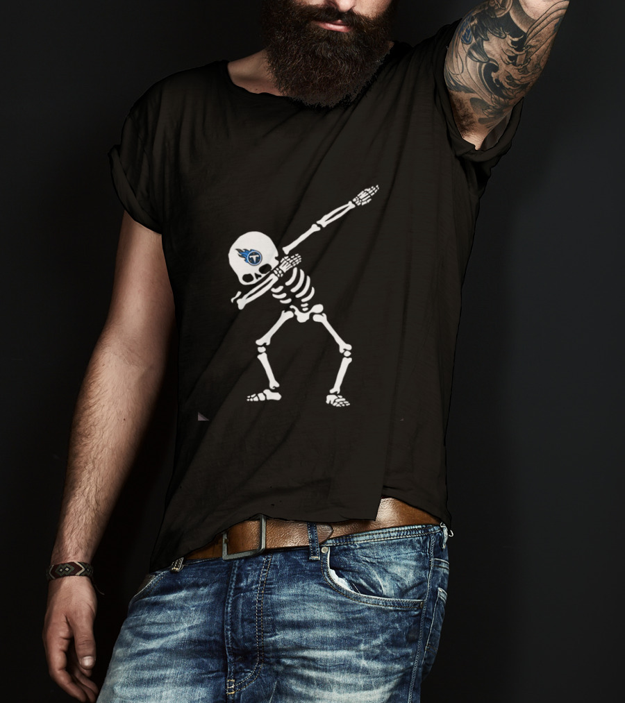 Tennessee Titans Dabbing Skeleton Football Fan T-Shirt