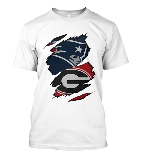 New England Patriots Georgia Bulldogs Torn Fabric T-Shirt