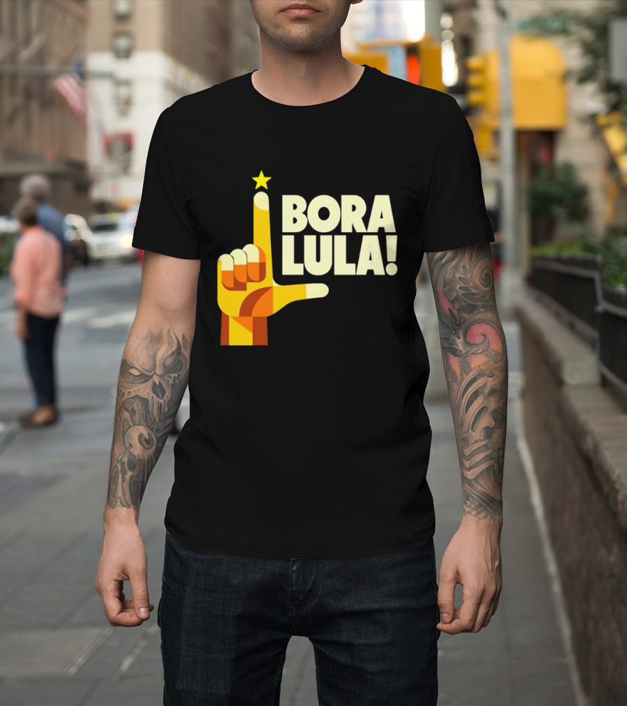 Bora Lula Political Campaign Brazil President Star Hand Gesture T-Shirt
