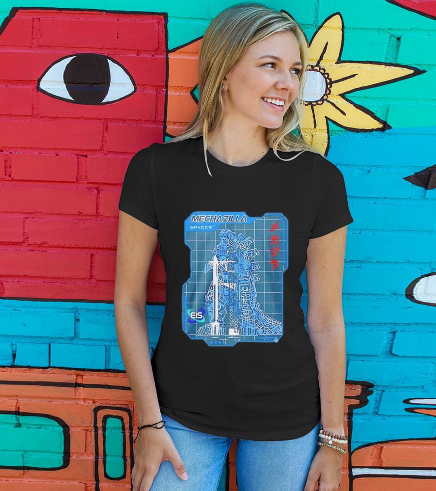 Mechazilla SpaceX Blueprint Starship Rocket Japanese Kanji Eis T-Shirt
