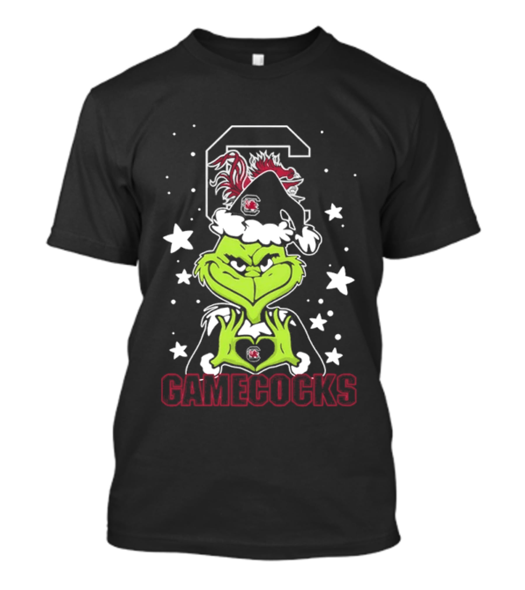 Grinch Santa Hat South Carolina Gamecocks Christmas T-Shirt