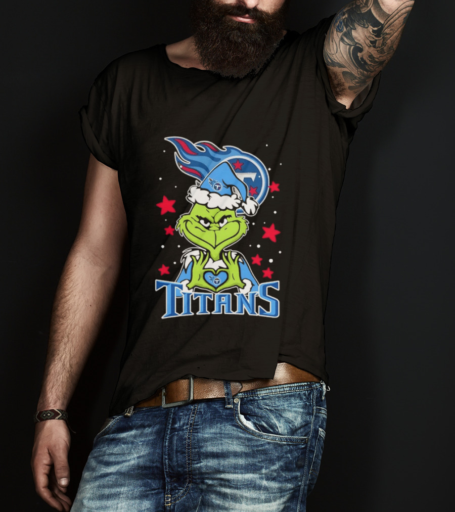 Grinch Tennessee Titans Christmas Licensed NFL Team Holiday T-Shirt