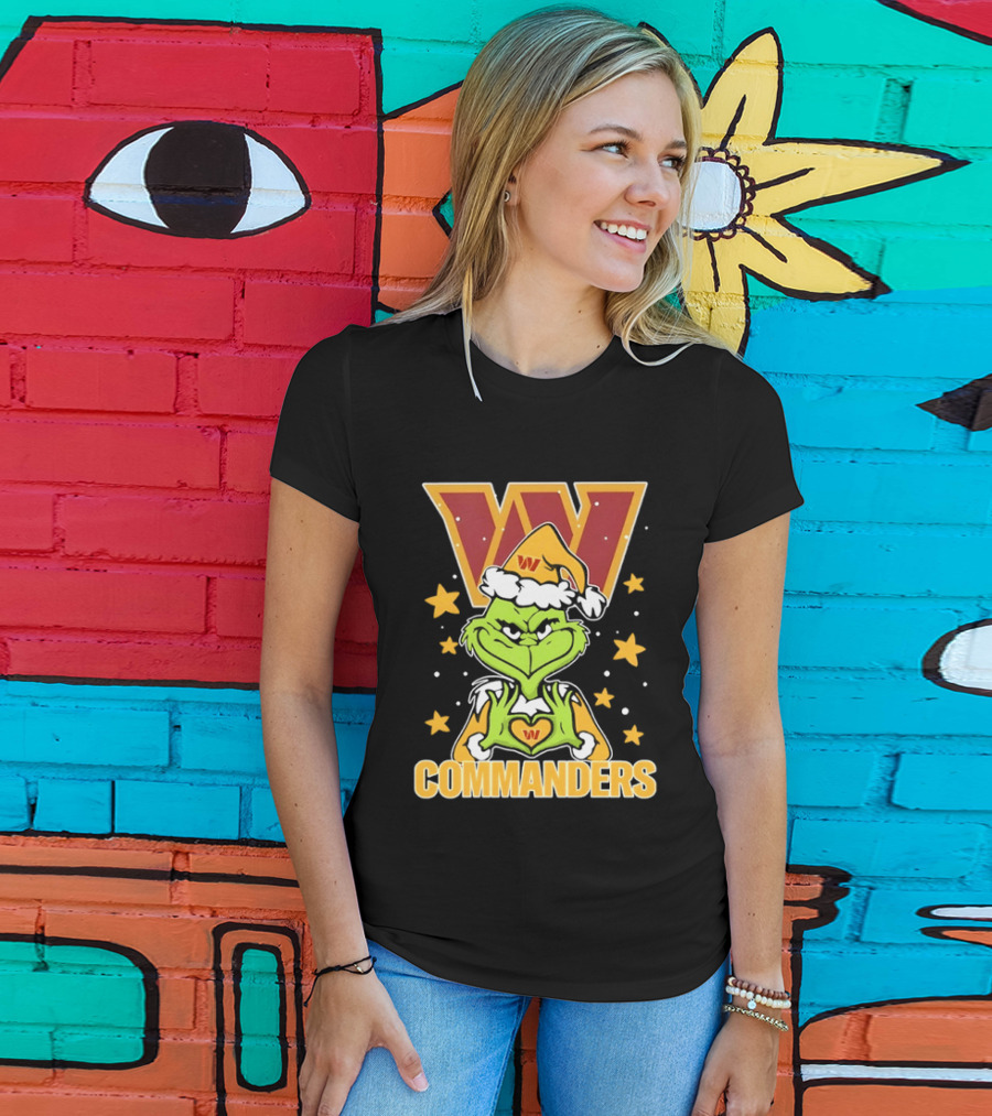 The Grinch Christmas W Commanders Football Team T-Shirt