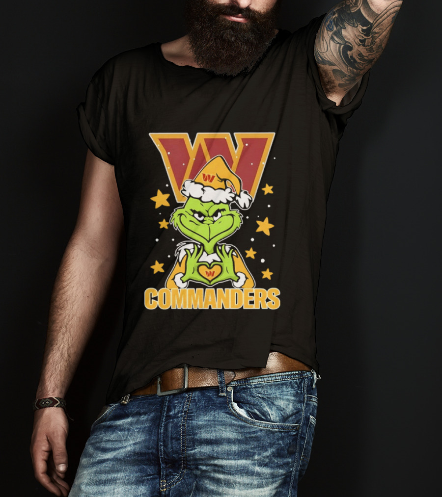 The Grinch Christmas W Commanders Football Team T-Shirt