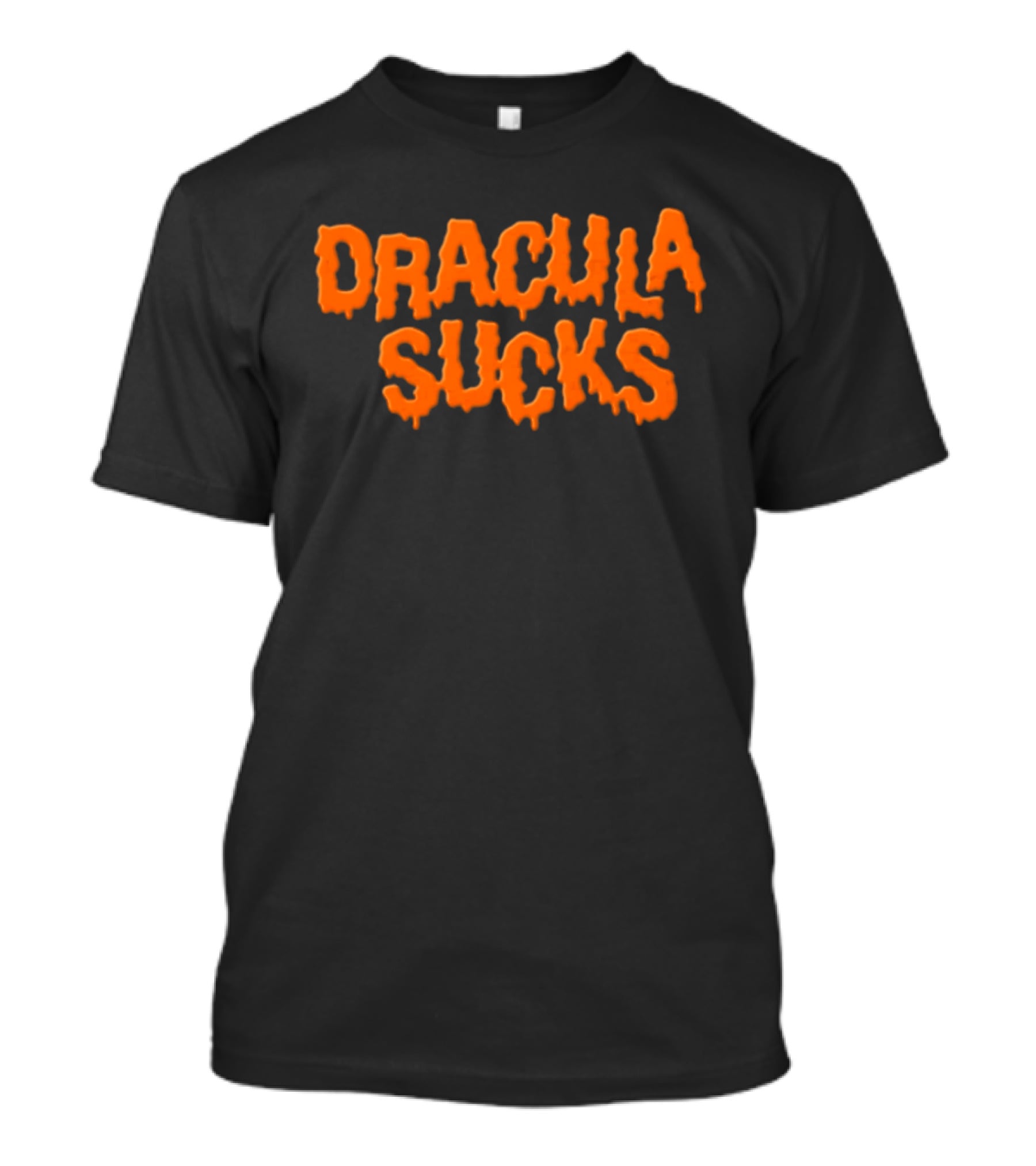 Orange Dripping Text Dracula Sucks Halloween T-Shirt