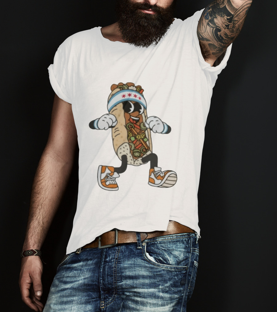 Chicago Juicy Jus Hot Dog Character Sneakers Headband Stars T-Shirt