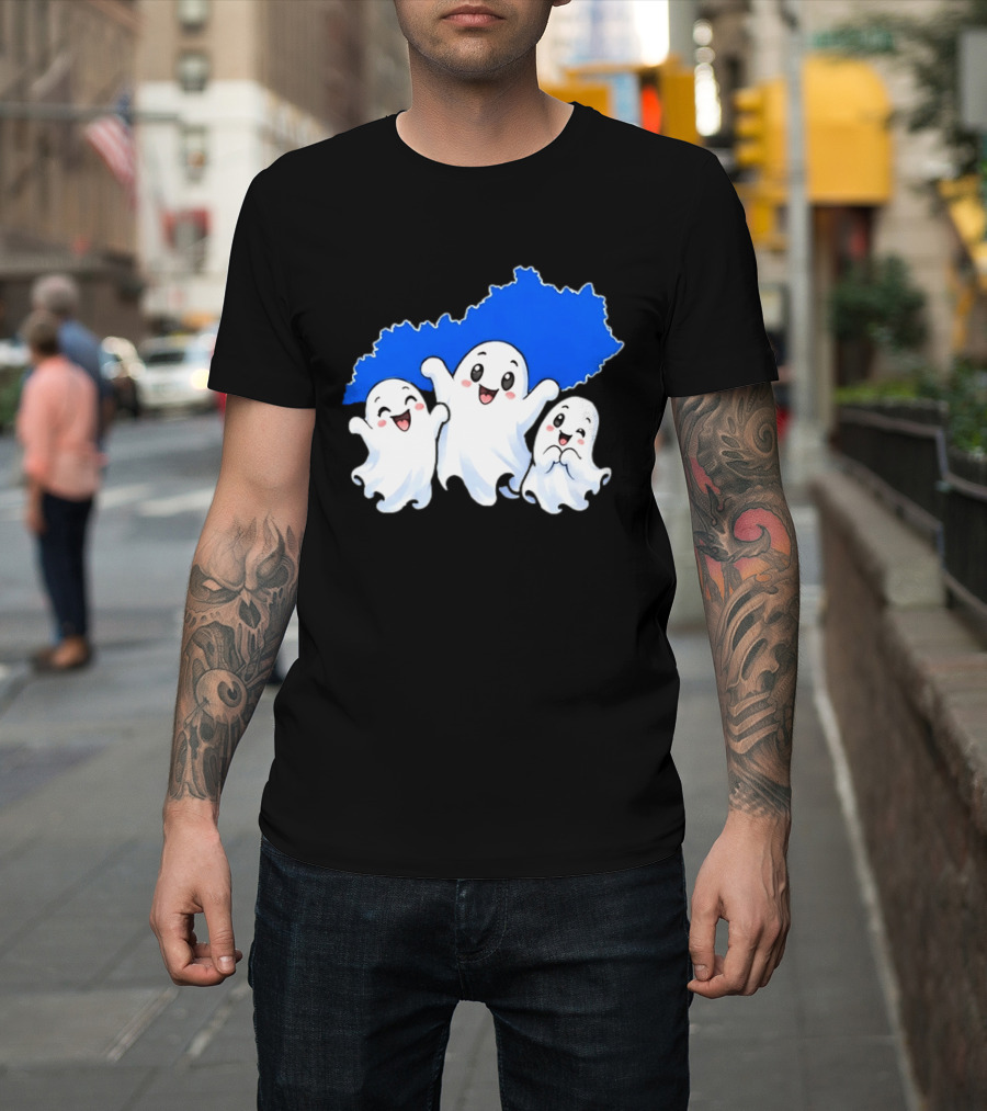 Ghosts And Kentucky State Map Halloween Fun T-Shirt