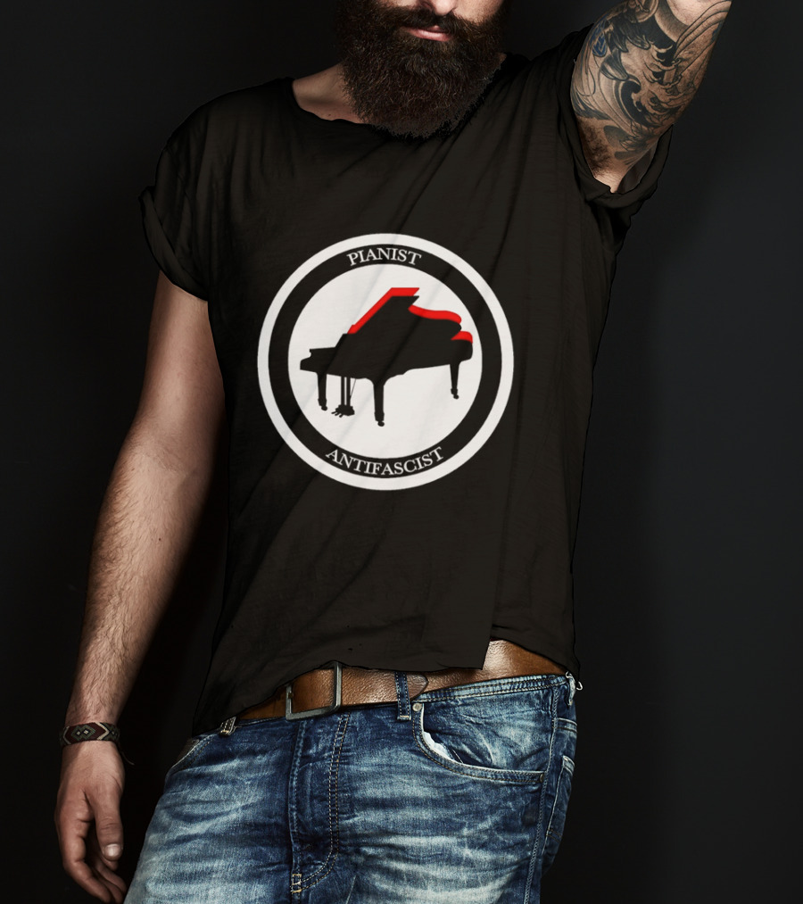 Pianist Antifascist Grand Piano Music T-Shirt