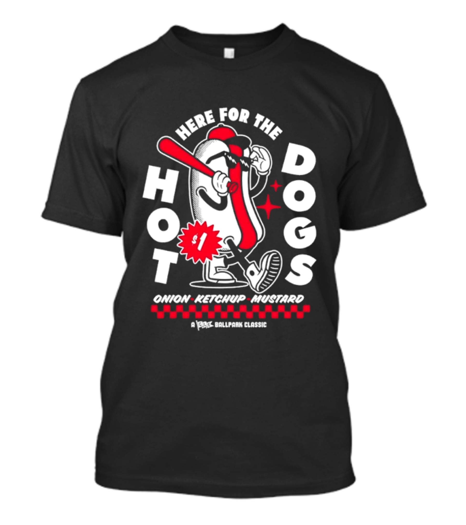 Cleveland Ballpark Classic Here For The Hot Dogs $1 Onion Ketchup Mustard T-Shirt